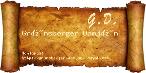 Grünsberger Damján névjegykártya